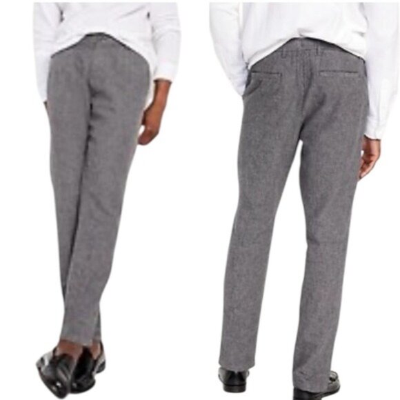 Old Navy Men’s Loose Taper Linen-Blend Ankle Pants Medium Preppy Grey Vacation - Picture 1 of 9